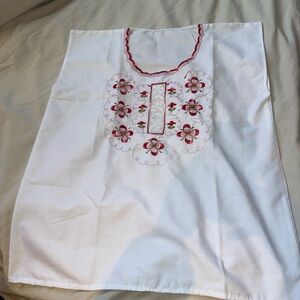 Mexican Manta Embroidered Blouse Hand Made! (Size Sm)